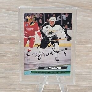 Mike Modano 1992 93 Fleer Ultra Hockey Card Minnesota North Stars Signed